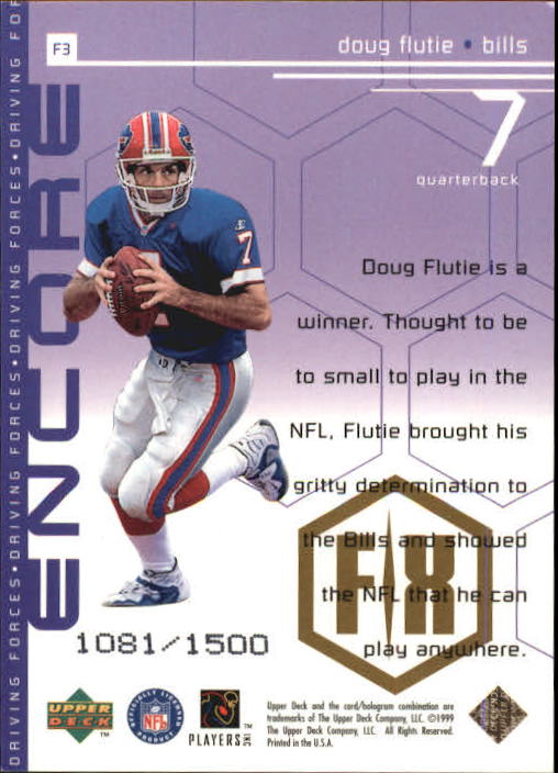 1998 Upper Deck Encore Driving Forces F/X #F3 Doug Flutie