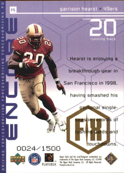 1998 Upper Deck Encore Driving Forces F/X #F5 Garrison Hearst