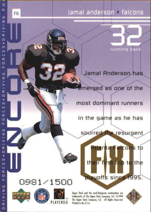 1998 Upper Deck Encore Driving Forces F/X #F6 Jamal Anderson
