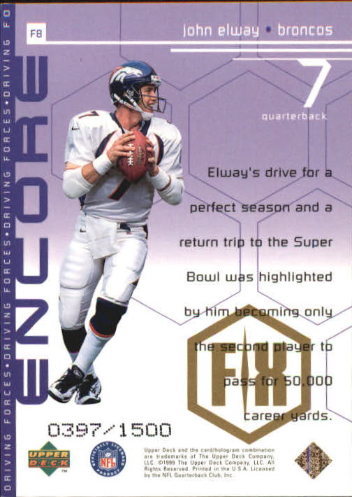 1998 Upper Deck Encore Driving Forces F/X #F8 John Elway
