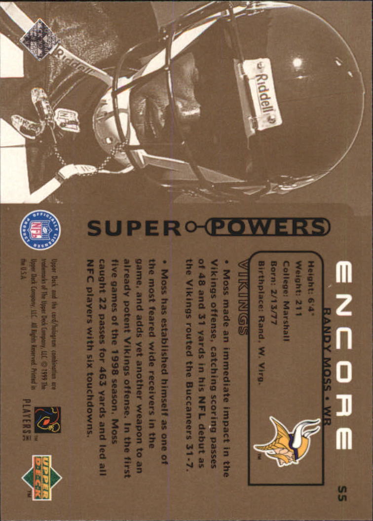 1998 Upper Deck Encore Super Powers #S5 Randy Moss back image