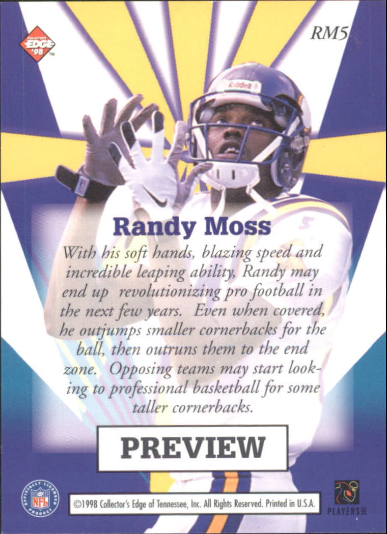 1998 Collector's Edge Masters Rookie Masters Previews #RM5 Randy Moss back image