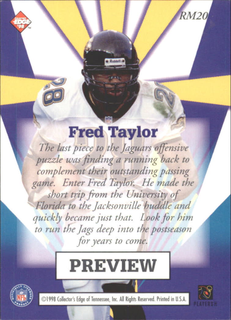 1998 Collector's Edge Masters Rookie Masters Previews #RM20 Fred Taylor back image