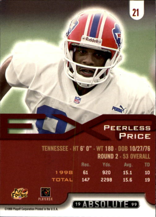 1999 Absolute EXP #21 Peerless Price RC back image