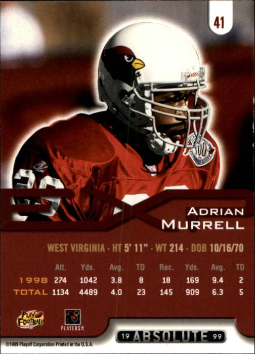1999 Absolute EXP #41 Adrian Murrell back image