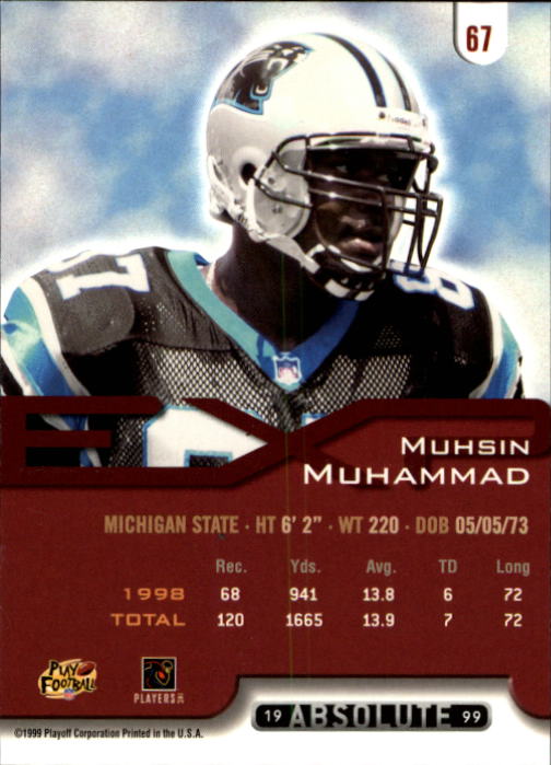 1999 Absolute EXP #67 Muhsin Muhammad back image