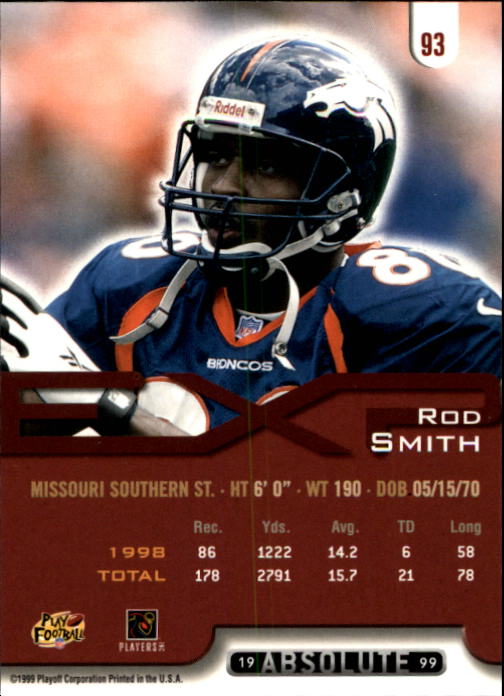 1999 Absolute EXP #93 Rod Smith back image