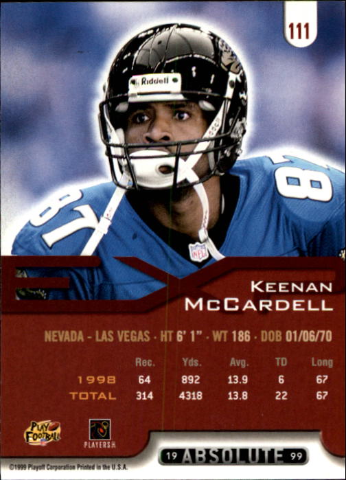 1999 Absolute EXP #111 Keenan McCardell back image