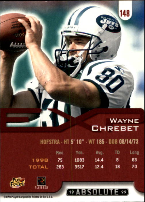 1999 Absolute EXP #148 Wayne Chrebet back image