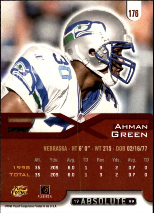 1999 Absolute EXP #176 Ahman Green back image