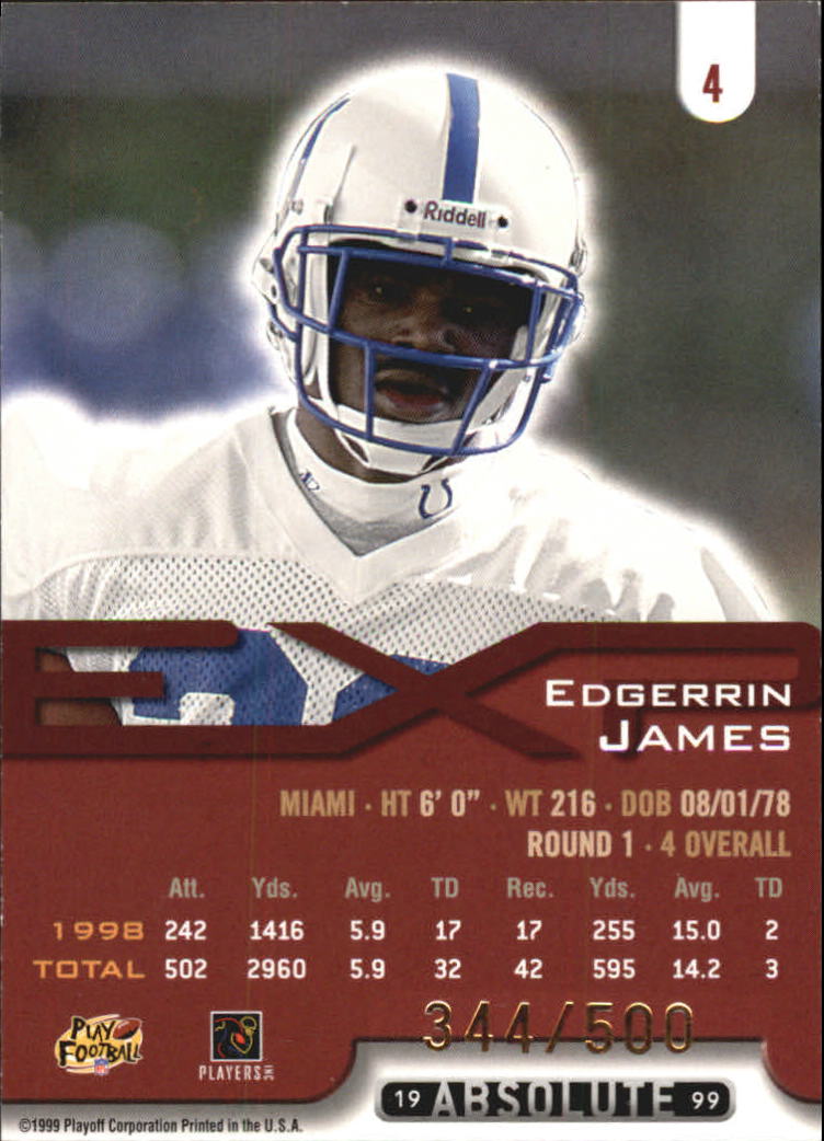 1999 Absolute EXP Tools of the Trade #4 Edgerrin James back image
