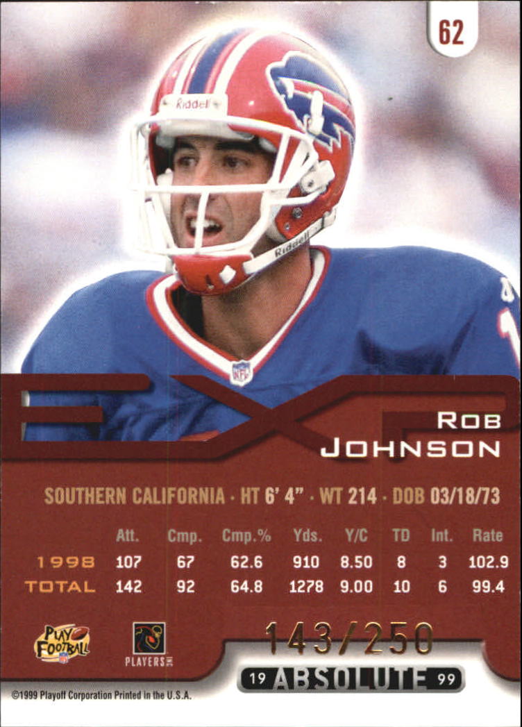 1999 Absolute EXP Tools of the Trade #62 Rob Johnson back image