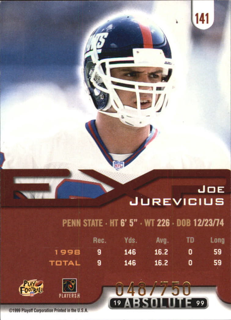 1999 Absolute EXP Tools of the Trade #141 Joe Jurevicius back image