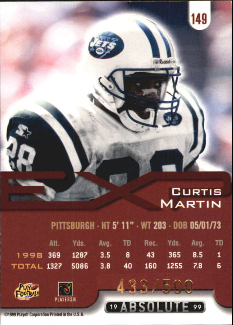 1999 Absolute EXP Tools of the Trade #149 Curtis Martin back image