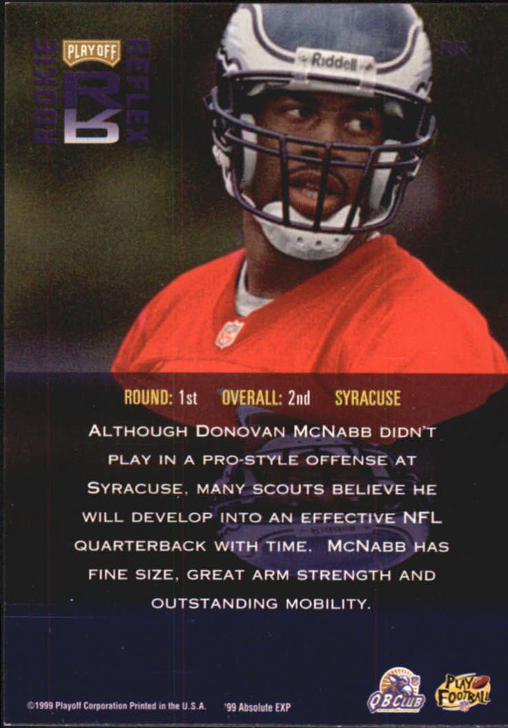 1999 Absolute EXP Rookie Reflex #RR16 Donovan McNabb back image