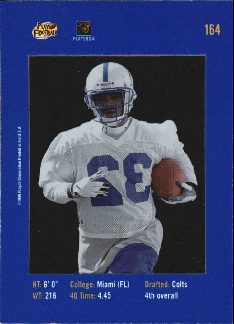 1999 Absolute SSD #164 Edgerrin James RC back image