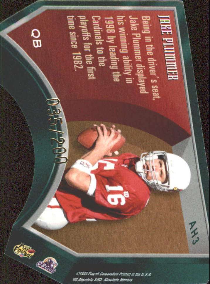 1999 Absolute SSD Honors Red #3 Jake Plummer back image