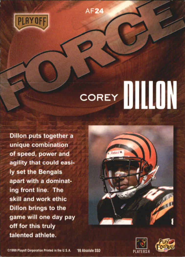 1999 Absolute SSD Force #AF24 Corey Dillon back image