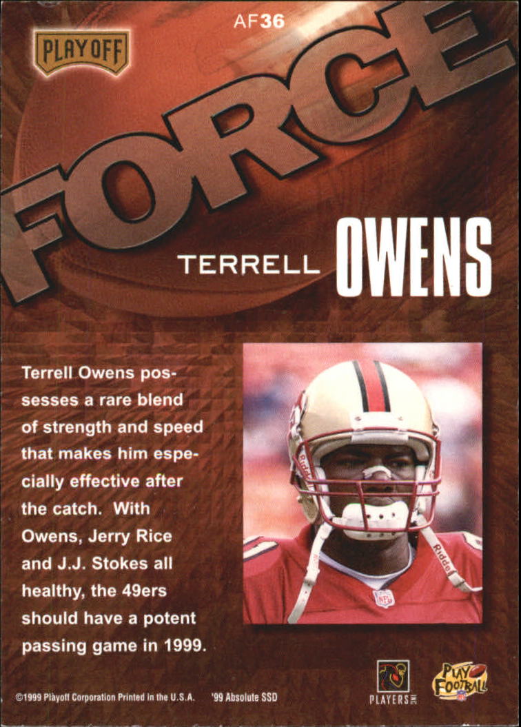 1999 Absolute SSD Force #AF36 Terrell Owens back image