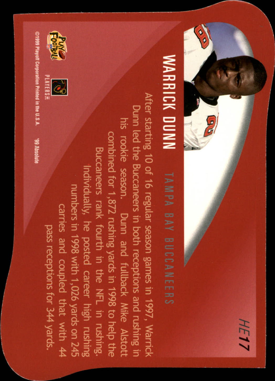 1999 Absolute SSD Heroes Jumbos #HE17 Warrick Dunn back image