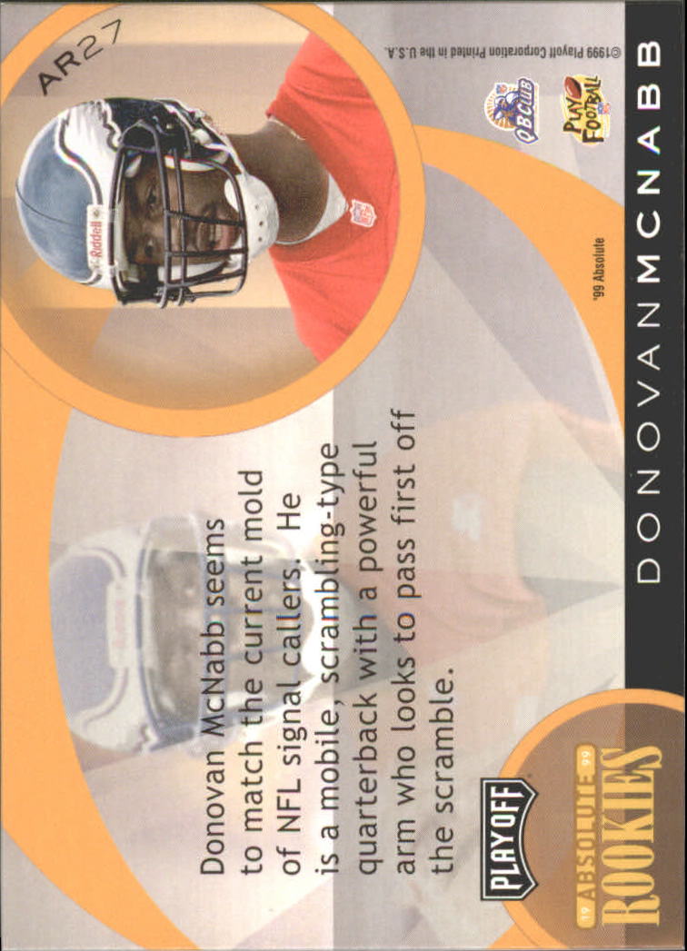 1999 Absolute SSD Rookies Inserts #AR27 Donovan McNabb back image
