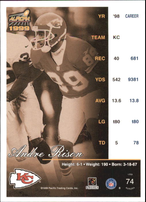 A6933- 1999 Aurora Football Card #s 1-150 +Inserts -You Pick- 15+ FREE US SHIP - Picture 77 of 147
