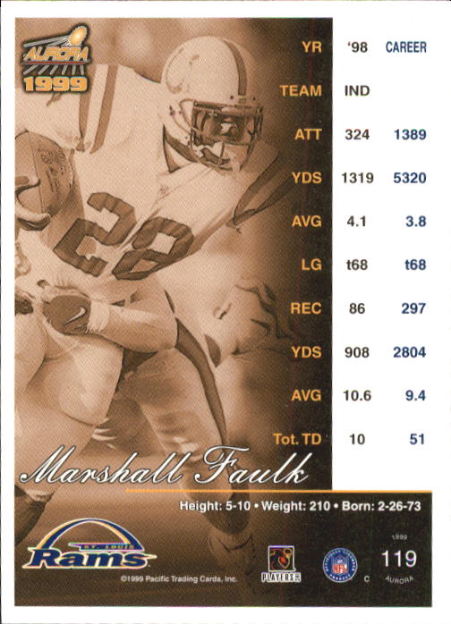 A6933- 1999 Aurora Football Card #s 1-150 +Inserts -You Pick- 15+ FREE US SHIP - Picture 113 of 147