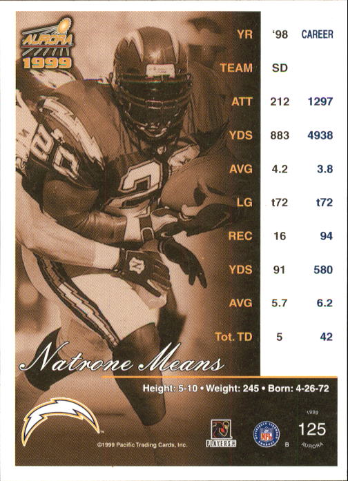 A6933- 1999 Aurora Football Card #s 1-150 +Inserts -You Pick- 15+ FREE US SHIP - Picture 119 of 147
