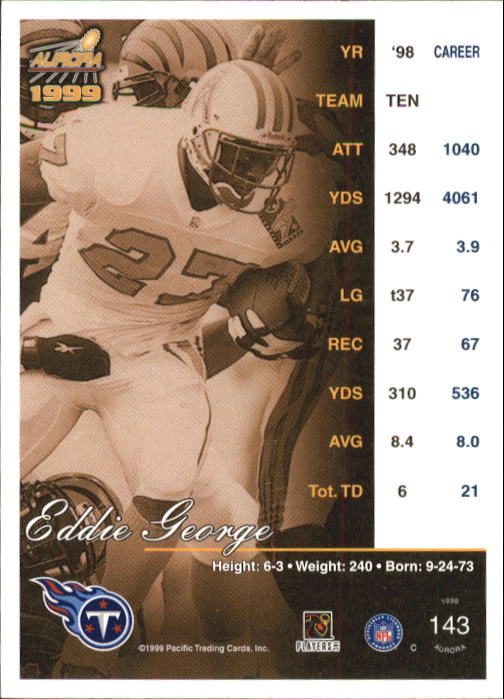 A6933- 1999 Aurora Football Card #s 1-150 +Inserts -You Pick- 15+ FREE US SHIP - Picture 131 of 147