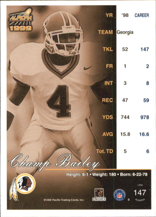 A6933- 1999 Aurora Football Card #s 1-150 +Inserts -You Pick- 15+ FREE US SHIP - Picture 137 of 147