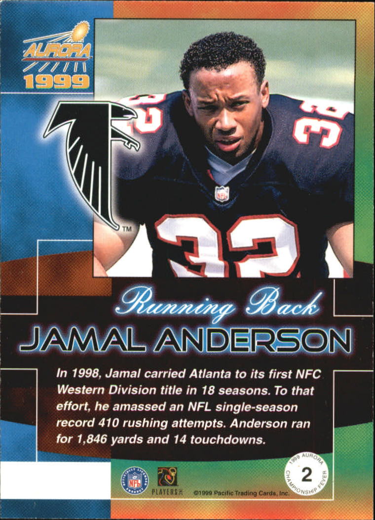 1999 Aurora Championship Fever #2 Jamal Anderson back image