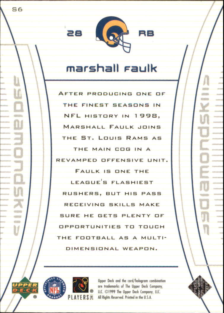 1999 Black Diamond Skills #S6 Marshall Faulk back image