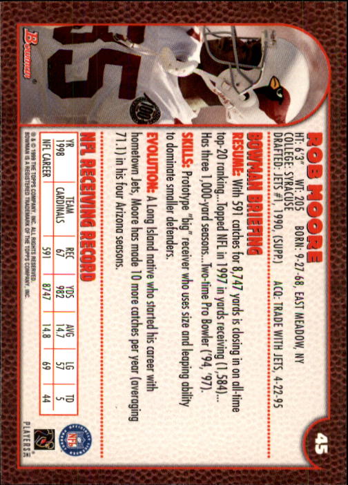 1999 Bowman #45 Rob Moore back image