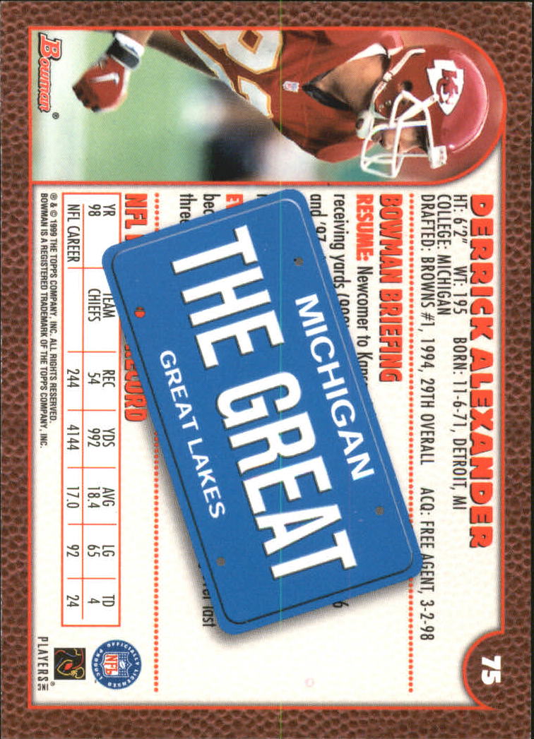 1999 Bowman Interstate #75 Derrick Alexander back image