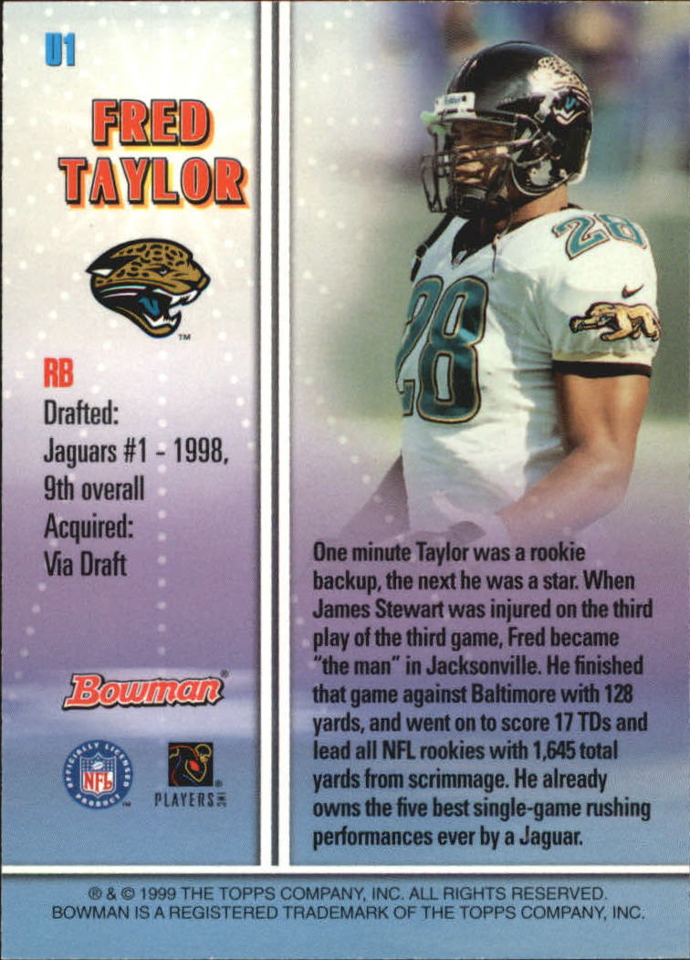 1999 Bowman Late Bloomers/Early Risers #U1 Fred Taylor back image