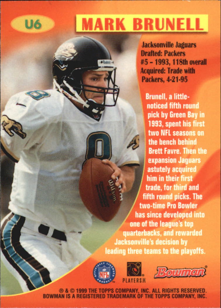 1999 Bowman Late Bloomers/Early Risers #U6 Mark Brunell back image