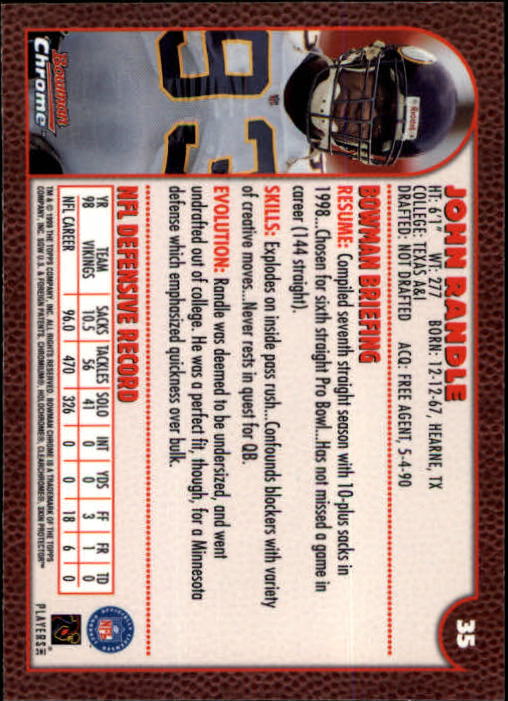 1999 Bowman Chrome #35 John Randle back image
