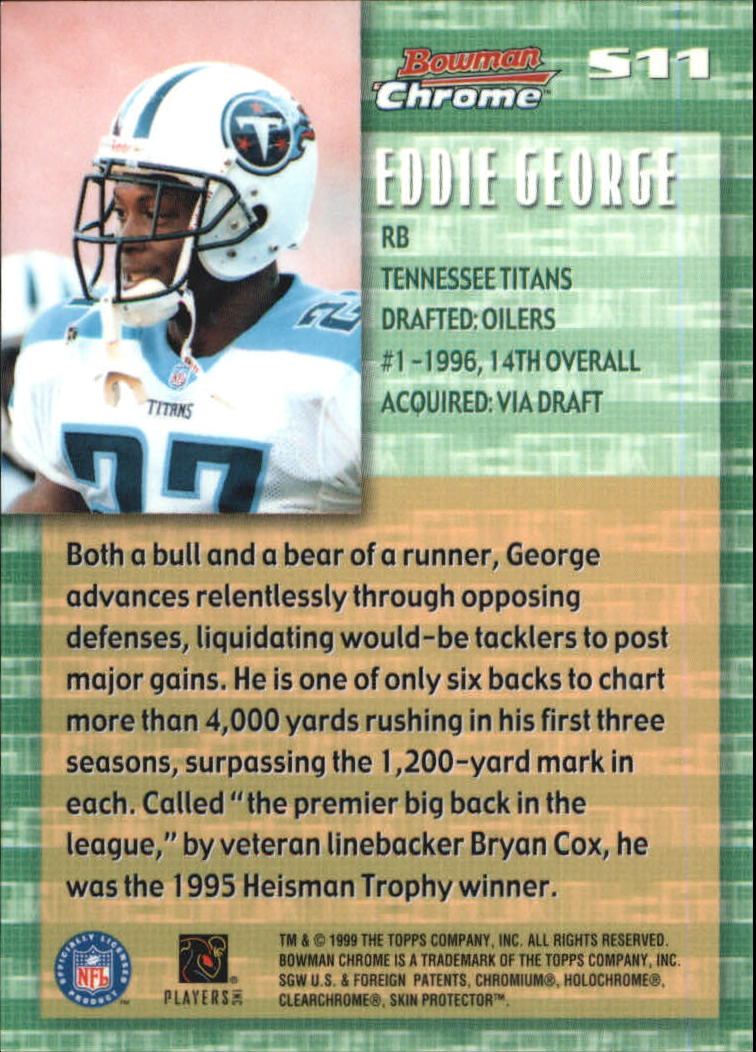 1999 Bowman Chrome Stock in the Game #S11 Eddie George back image