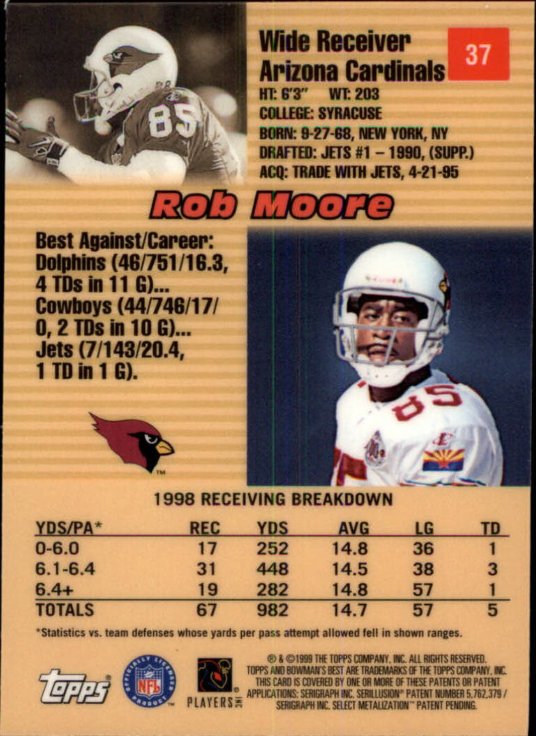 1999 Bowman's Best #37 Rob Moore back image