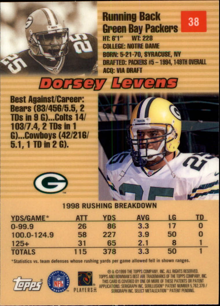 1999 Bowman's Best #38 Dorsey Levens back image
