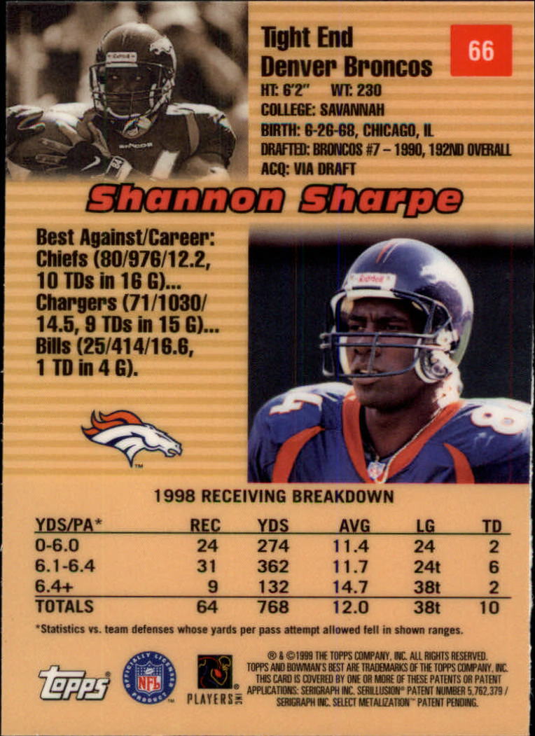 1999 Bowman's Best #66  Shannon Sharpe