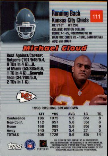 1999 Bowman's Best #111 Mike Cloud RC back image