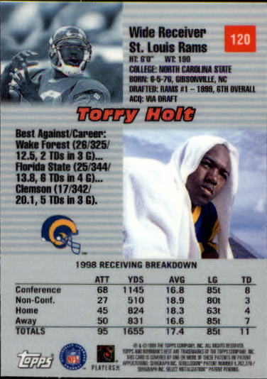 1999 Bowman's Best #120 Torry Holt RC back image