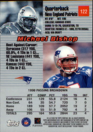 1999 Bowman's Best #122 Michael Bishop RC back image