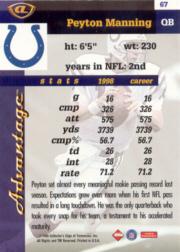 1999 Collector's Edge Advantage #67 Peyton Manning back image