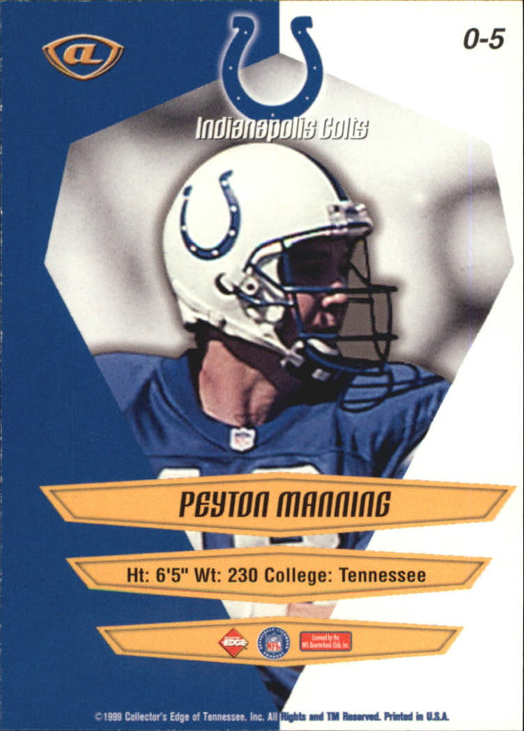 1999 Collector's Edge Advantage Overture #5 Peyton Manning back image