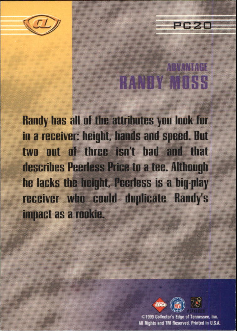1999 Collector's Edge Advantage Prime Connection #PC20 Randy Moss back image