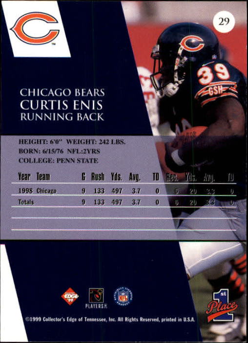 1999 Collector's Edge First Place #29 Curtis Enis back image