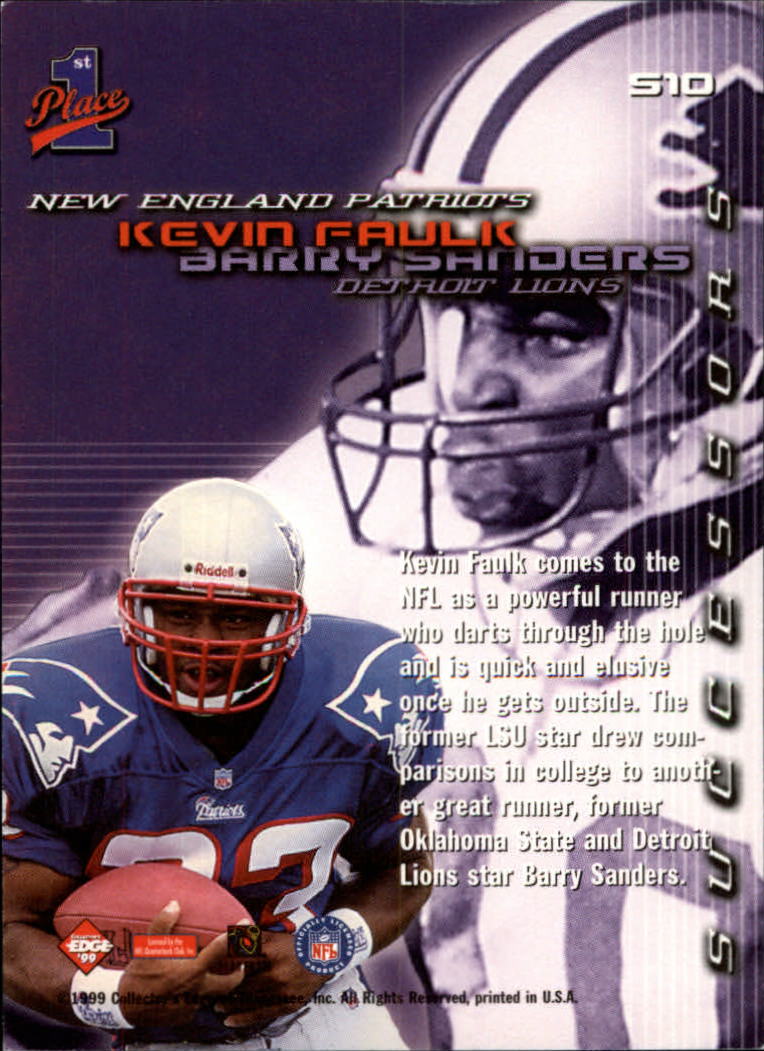 1999 Collector's Edge First Place Successors #S10 K.Faulk/B.Sanders back image