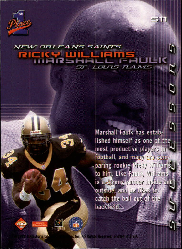 1999 Collector's Edge First Place Successors #S11 R.Williams/M.Faulk back image